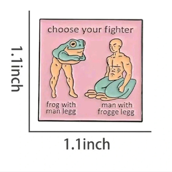 Pink green funny frog enamel pin fighter leg brooch charm purse bag decor hang - Picture 2 of 3